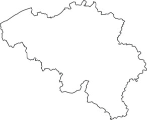 outline sketch map of Belgium with states and cities