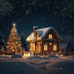 Christmas house in the woods