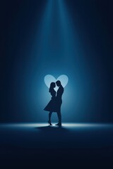 Obraz premium Heart pattern projected on a couple dancing under soft lights