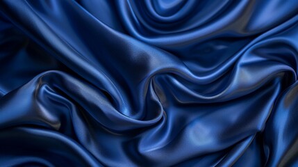Obraz premium Royal blue silk cloth with elegant waves and luxurious texture