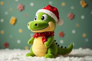Festive Crocodile Plush Toy with Santa Hat