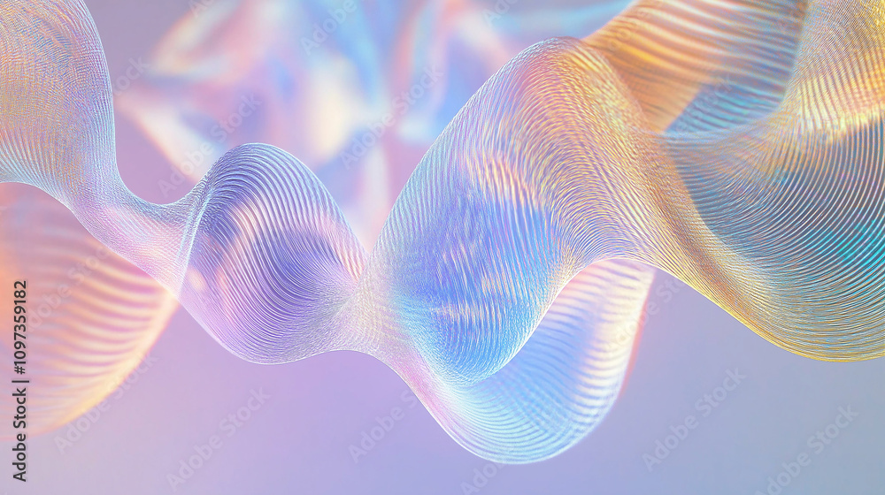 Wall mural abstract pastel colored wavy lines flowing seamlessly in digital space
