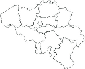 Outline Sketch Belgium Map With States and Cities