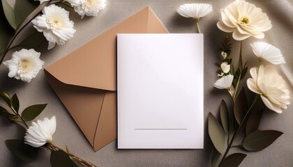 Blank card & envelope with flowers