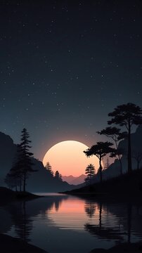 4K Night Landscape Wallpaper, Android IOS Background, Mobile Phone Night Wallpaper