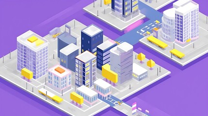 Isometric Cityscape Illustrating Modern Urban Development
