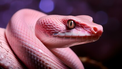 Fototapeta premium Pink snake close-up, captivating.