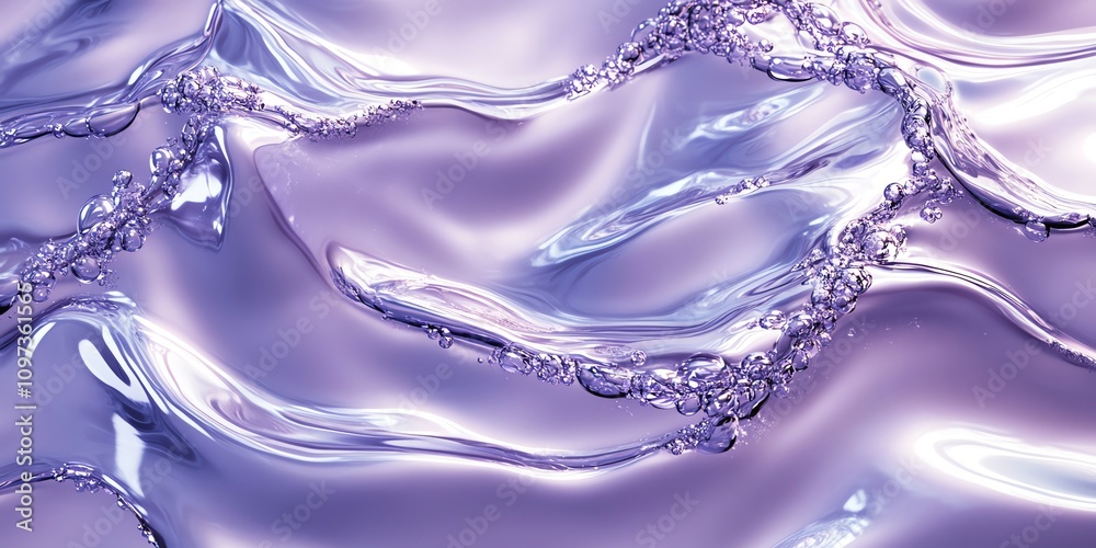 Poster a smooth, reflective surface of water with soft waves and bubbles, evoking tranquility.