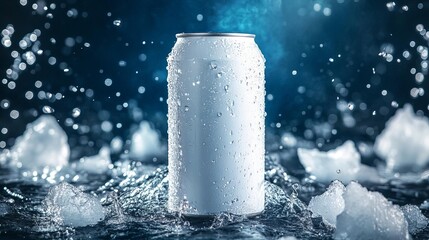 Iced Drink Can Refreshing Beverage Cold Aluminum Can Water Drops