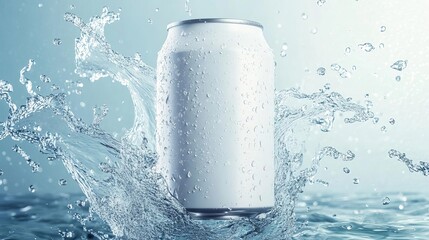 Refreshing Drink Can in Water Splash Beverage Cool Summer