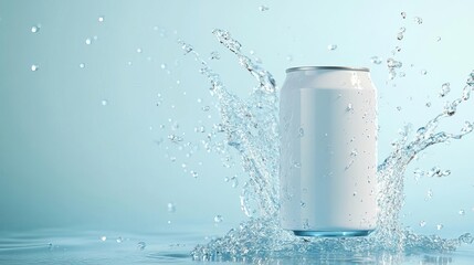 Refreshing Drink Can Mockup Water Splash Clean Design