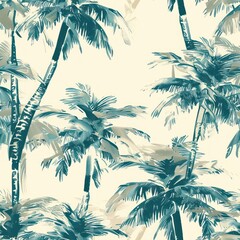seamless tropical palm tree fabric background 
By Generated AI