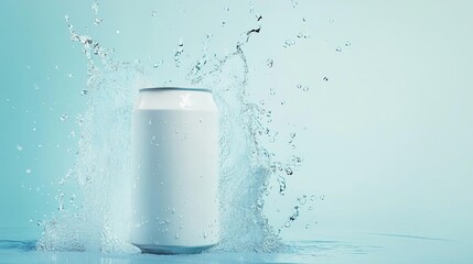 Refreshing Drink Can in Water Splash Cool Beverage Clean Mockup
