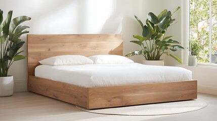 Elegant minimalist bed design modern bedroom space furniture photography indoor environment natural light serenity