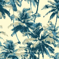 seamless tropical palm tree fabric background  By Generated AI © Burhanudin