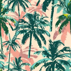 seamless tropical palm tree fabric background 
By Generated AI