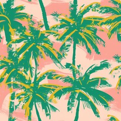 seamless tropical palm tree fabric background 
By Generated AI