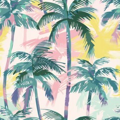 seamless tropical palm tree fabric background 
By Generated AI