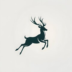 Obraz premium Silhouette of a Leaping Deer with Antlers