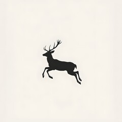 Obraz premium Black Silhouette of a Deer Leaping in Mid-Air