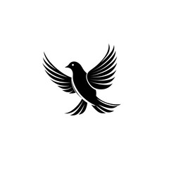 Obraz premium Black and White Silhouette of a Bird in Flight