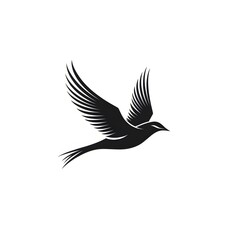 Obraz premium Black Silhouette of a Bird in Flight with Spread Wings