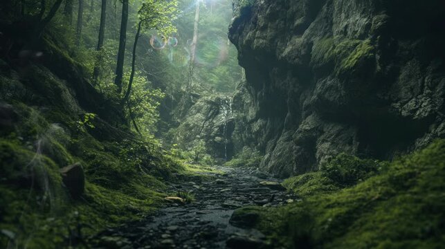 beautiful and bright morning atmosphere in a natural and unspoiled fores. seamless looping time-lapse virtual 4k video Animation Background.	