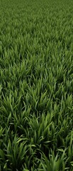 Obraz premium Close-up of artificial grass blades with a slight wave or curl to give it a more realistic look, blades, artificial grass