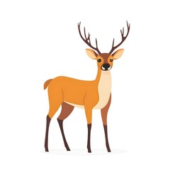 Fototapeta premium A Cartoon Illustration of a Brown Deer with Antlers