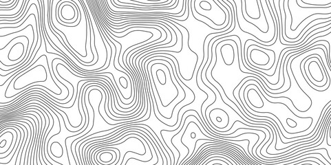 Abstract topographic contours map background. Lines Topographic contour lines map seamless pattern. The black on white contours topography stylized height of the lines map.