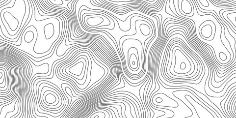 Abstract topographic contours map background. Lines Topographic contour lines map seamless pattern. The black on white contours topography stylized height of the lines map.