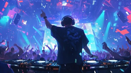 On the dance floor the DJ commanded the crowd with the pulsating lights of their mixing board drawing everyone into a trancelike state.