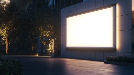 Fototapeta premium Illuminated Blank Billboard on Modern Building Exterior at Night