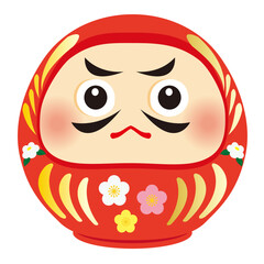 赤くて可愛い達磨のイラスト