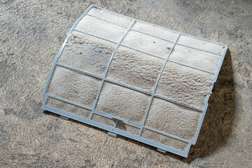 dust and dirty inside air conditioner filter.
