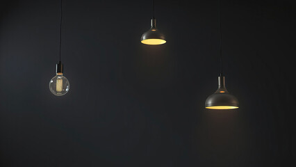 Moody Gray Background with Hanging Pendant Lights, gray background, unique decor., pendant lights