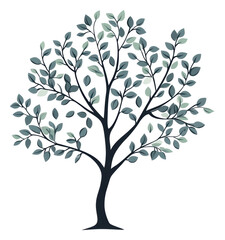 Obraz premium Flat layered graphic of a tree with lush green leaves isolated on transparent background