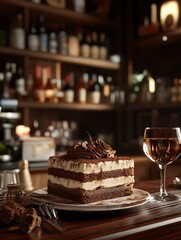 Cake shop, delicious tiramisu cake, Italian desserts.