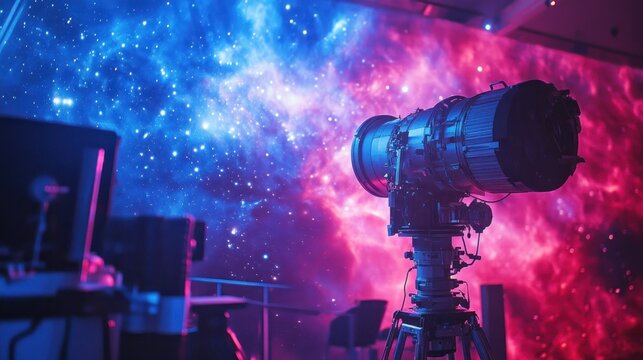 Astronomers are studying the light from distant stars using spectrometers in the space lab.