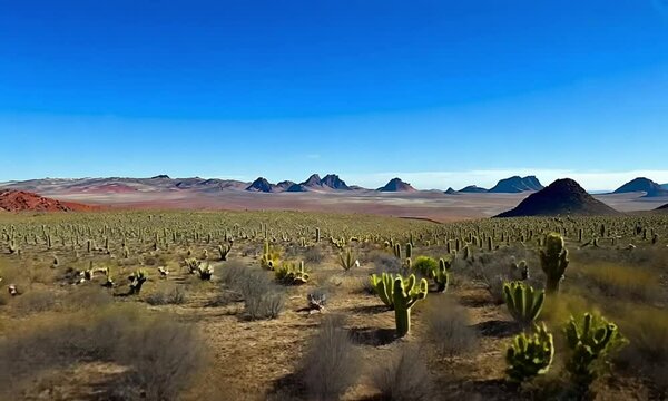 Cactus Plants Scattered Across Desert