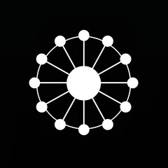 Circular Network Diagram White Nodes on Black Background