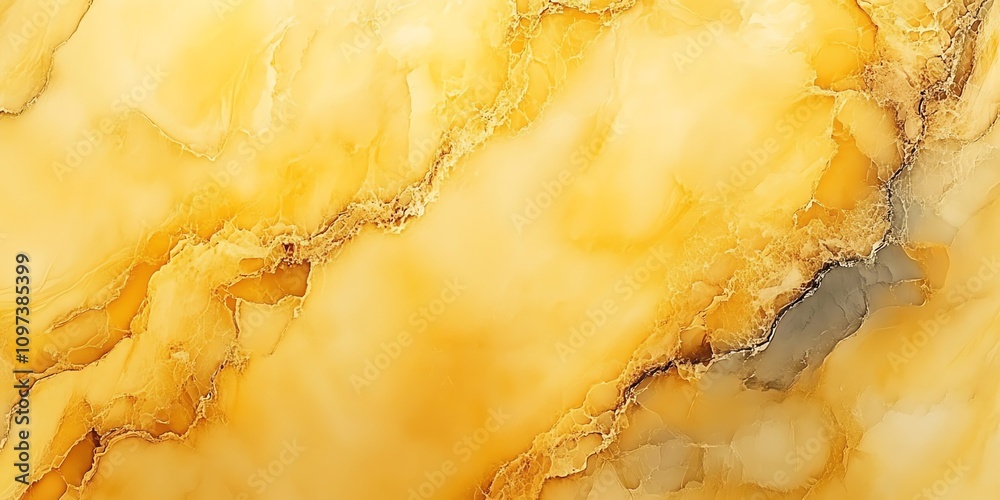 Poster A close-up of a yellow onyx stone with intricate patterns and textures.