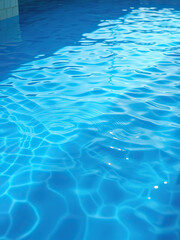 The surface of the blue swimming pool is dotted with gentle ripples and waves , water, calm, blue pool, serenity, waves