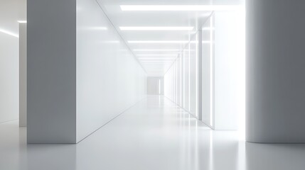 Obraz premium Bright White Corridor Modern Architecture Interior Design