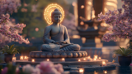 a close up of buddha a statue of a person sitting on a stone