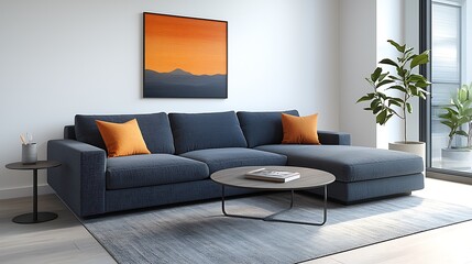 Fototapeta premium Modern living room with frame mockup cozy space contemporary design inviting atmosphere