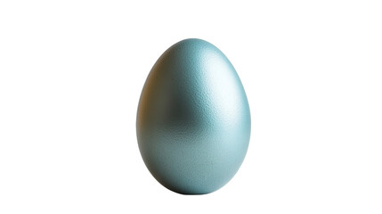 Silver Metallic Egg, smooth sleek surface, simple minimalist design, centered on white background, modern elegance. Isolated on white background or PNG