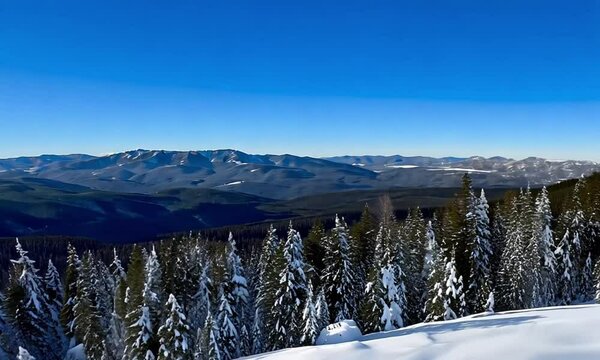 Snowy Mountain With Clear Blue Sky Above