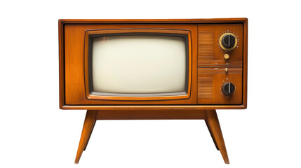 Retro TV nostalgia vintage design wooden cabinet mid-century style classic electronics retro aesthetics 1950s vibe Isolated on white background or PNG