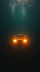 Car Glowing at the Bottom of the Ocean